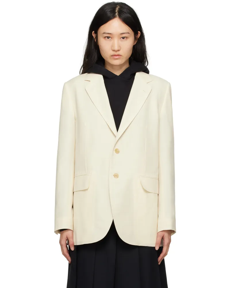 AURALEE Off-White Notched Lapel Blazer Ivory