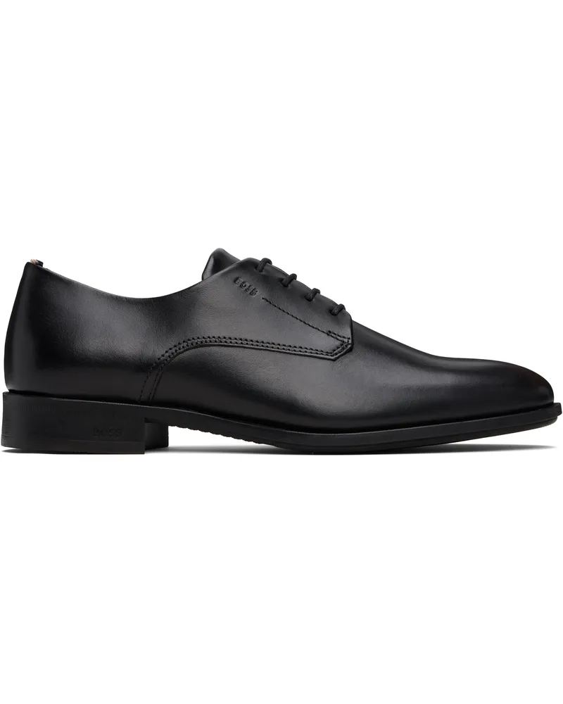 HUGO BOSS Black Leather Signature Trims Derbys 001-black