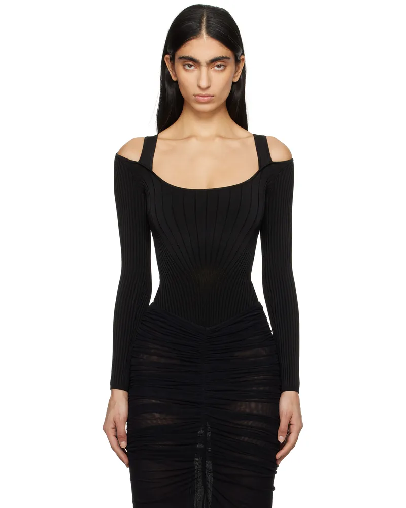 Thierry Mugler Black Sculpting Knit Bodysuit 1999