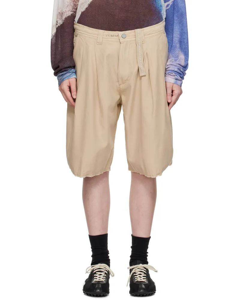 ERL Beige Distressed Chino Shorts 2