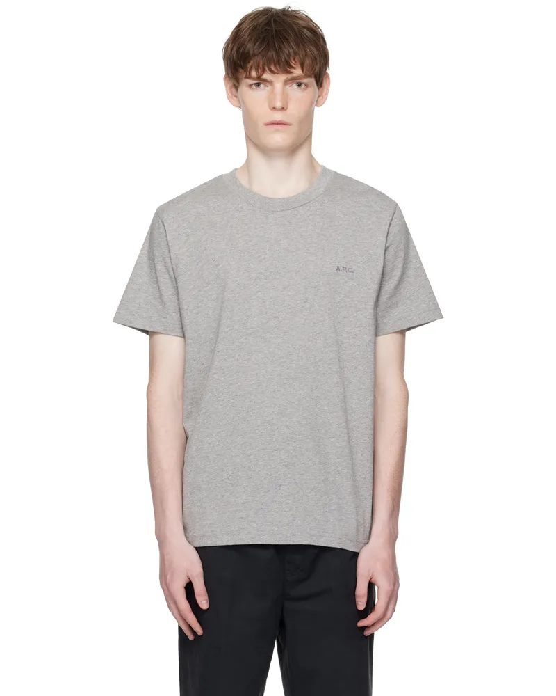 A.P.C. Gray Standard 'APC' Brodé T-shirt Pla