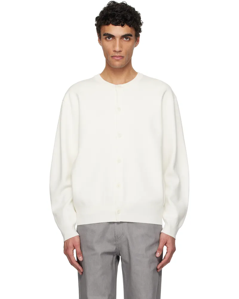 AMOMENTO White Semi Oversized Cardigan White