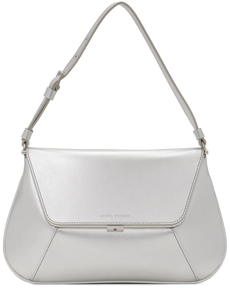 Amina Muaddi Silver Ami Bag Silver