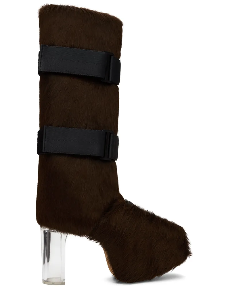 Rick Owens Brown Splint Platform Boots 40