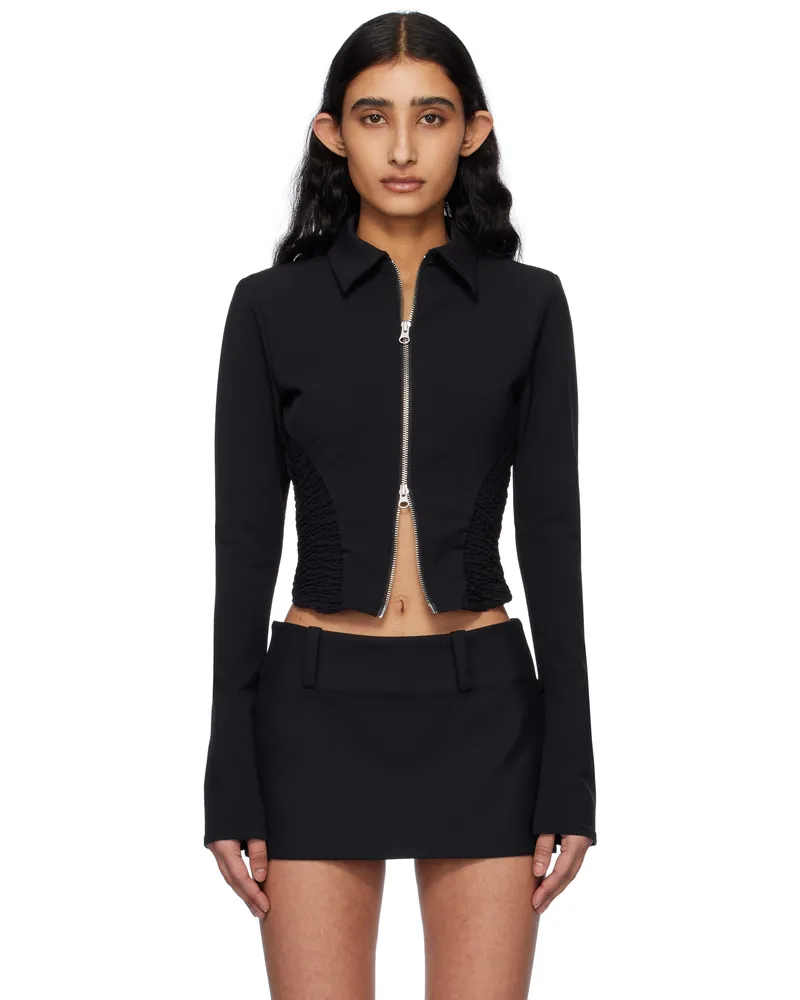 GUIZIO Black Apolline Smocked Jacket Black