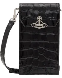 Vivienne Westwood Black Crocodile Phone Pouch Aw24-n401