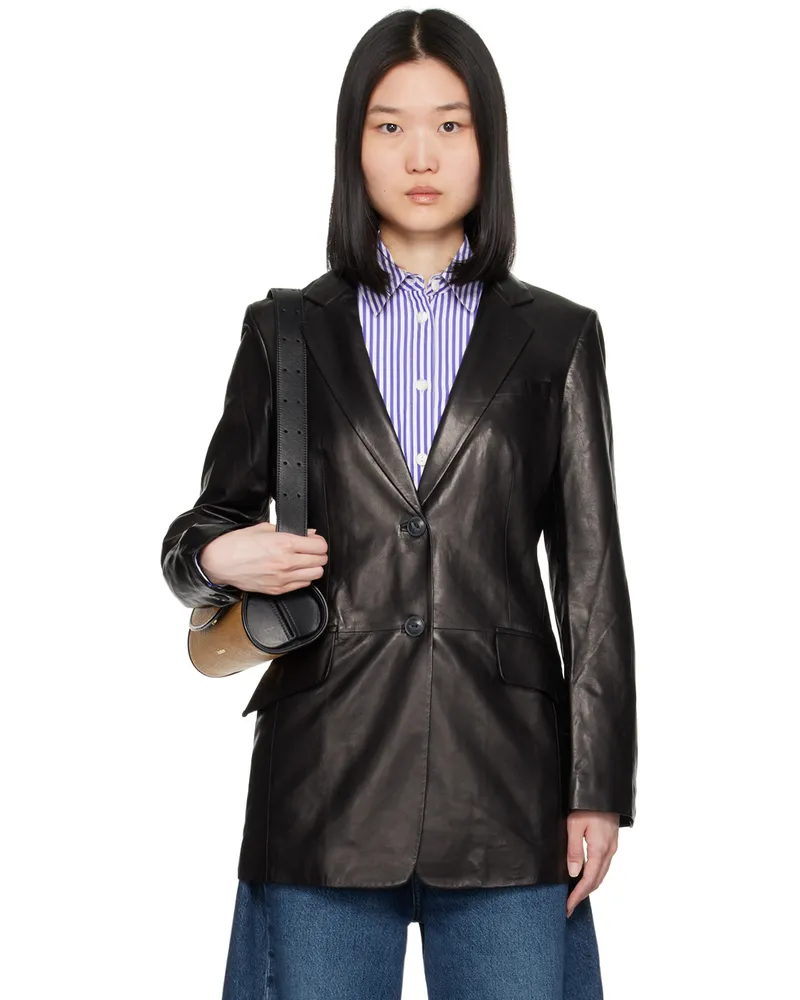Rag & Bone Black Charles Leather Blazer Black