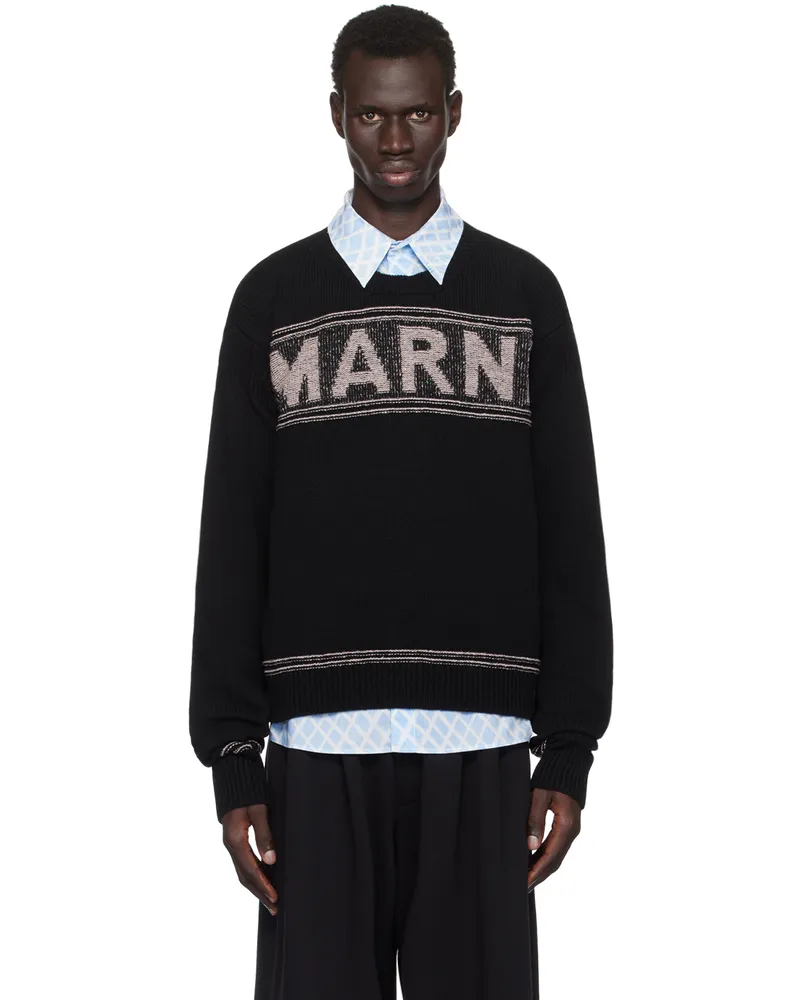 Marni Black Fisherman Logo Sweater 00n99