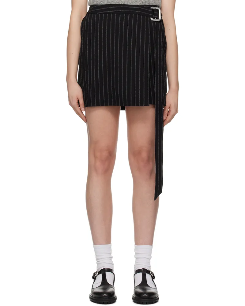 AMI Paris Black Stripes Miniskirt Black