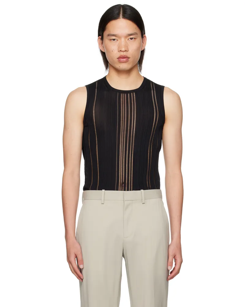 Helmut Lang Black Cutout Tank Top Black