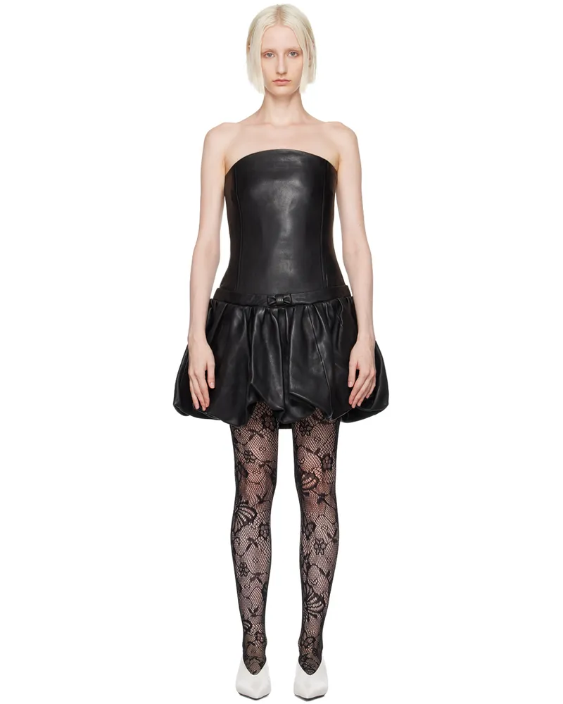Marc Jacobs Black 'The Bubble' Leather Minidress 001