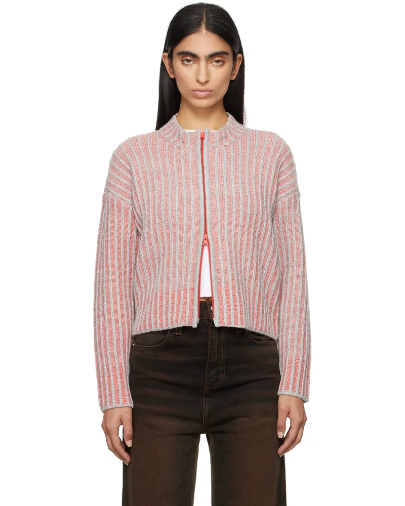 Eckhaus Latta Gray & Red Poet Cardigan Cinnabar
