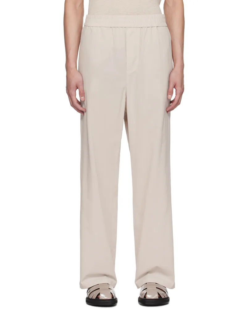 AMI Paris Beige Elasticized Waist Trousers Light