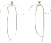 White Bow Ribbon Stud Earrings