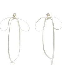 Simone Rocha White Bow Ribbon Stud Earrings Pearl