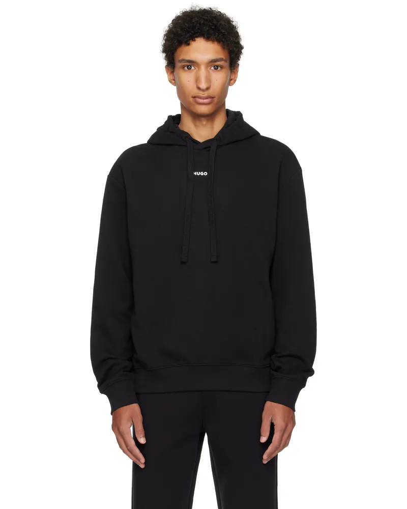 HUGO BOSS Black Cotton-Terry Relaxed-Fit Hoodie 001-black
