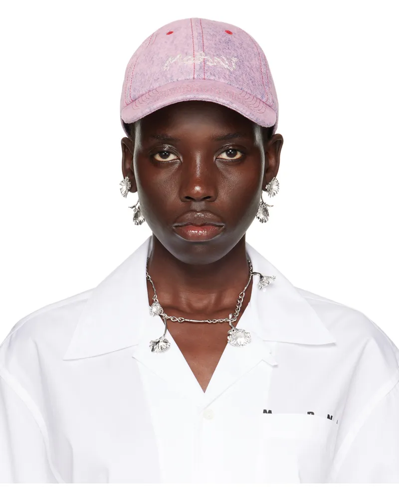 Marni Pink Marble Dyed Baseball Cap Mbc13