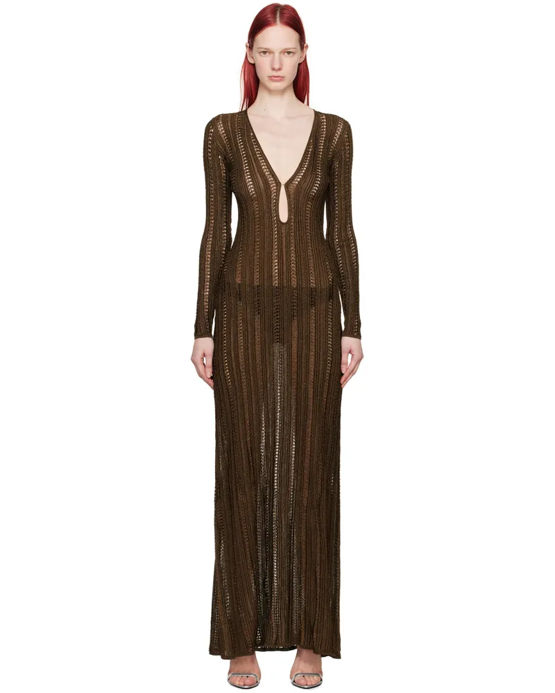 Tom Ford Brown Evening Maxi Dress Kb610
