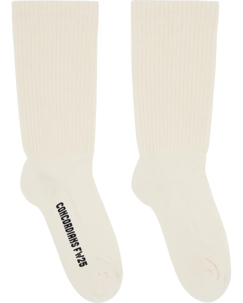 Rick Owens Off-White Knit Mid-Calf Socks 2109