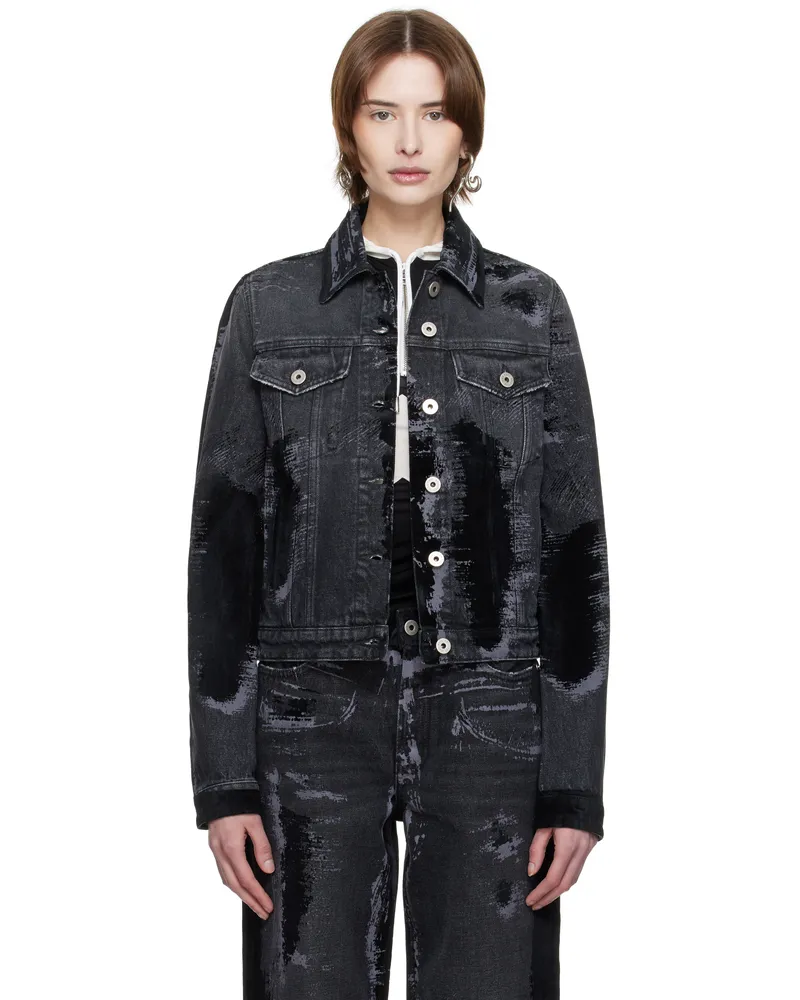 Jean Paul Gaultier Black 'The Flocked' Denim Jacket 06