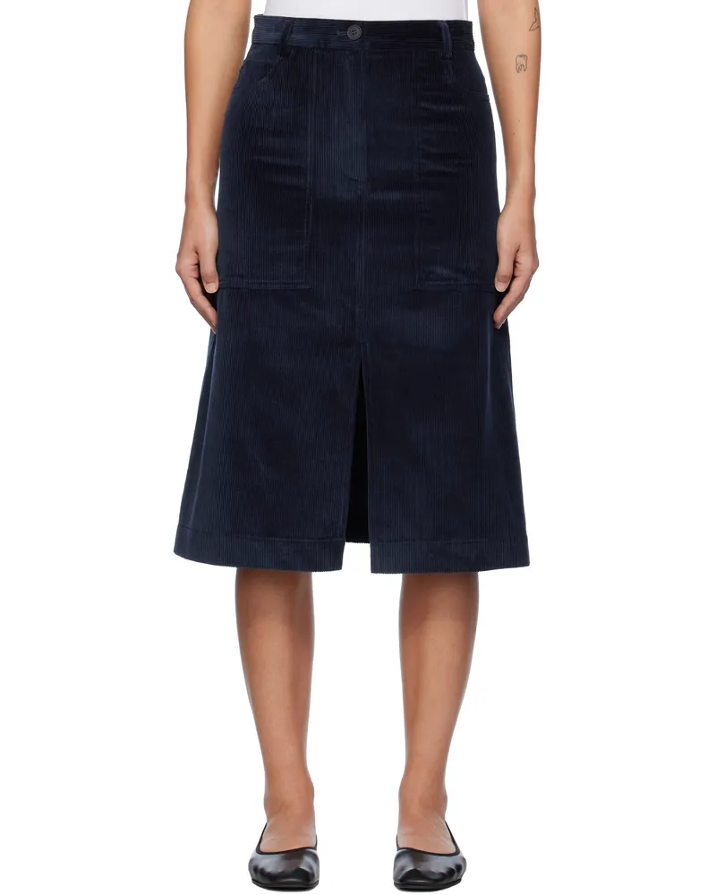 Kitsuné Navy Slit Workwear Midi Skirt P480