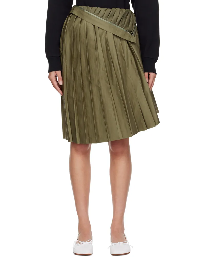 Maison Margiela Khaki Pleated Midi Skirt 727