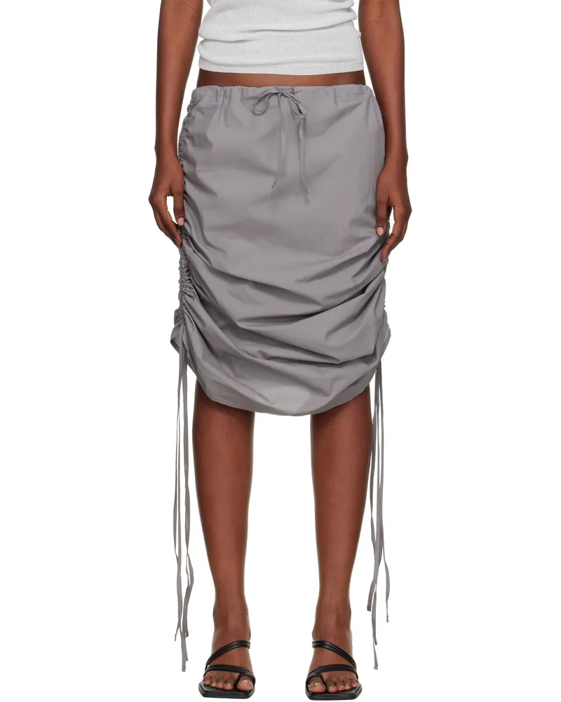 Baserange Gray Pictorial Strap Maxi Skirt Ziti