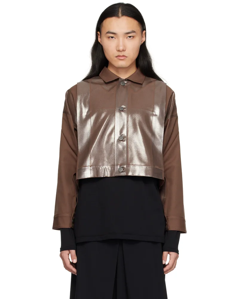 Issey Miyake Brown Tucked Foil Jacket 44-brown