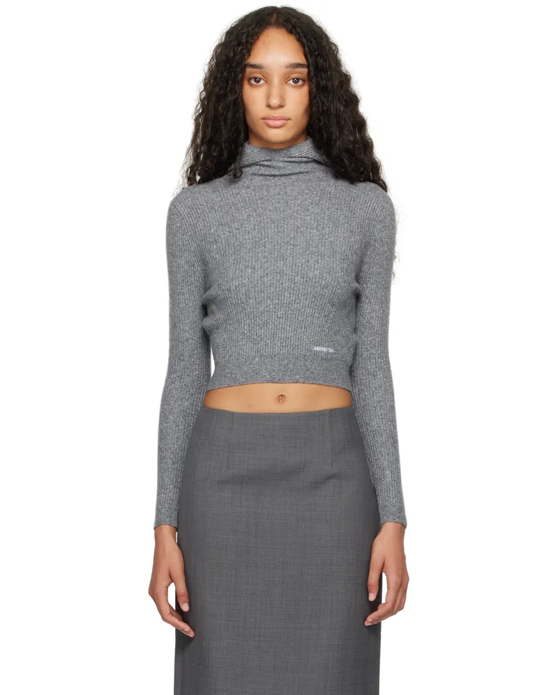 SHUSHU/TONG Gray Hooded Knit Hoodie Gr100