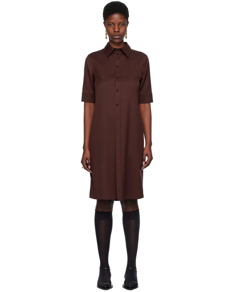 Jil Sander Brown Straight Cut Midi Dress 206