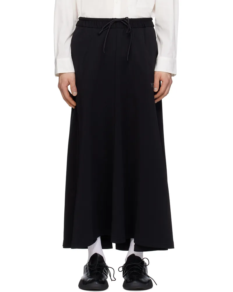 Y-3 Black 3-Stripe Track Midi Skirt Black