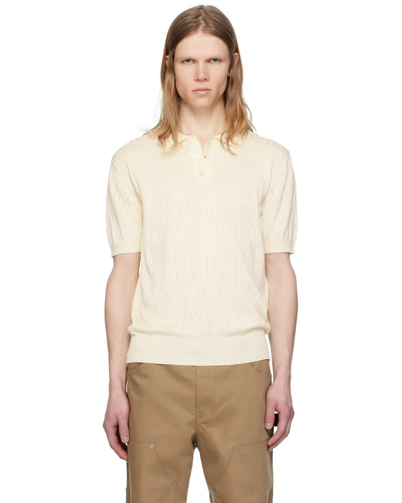 Golden Goose Off-White Short Sleeve Argyle Polo Heritage