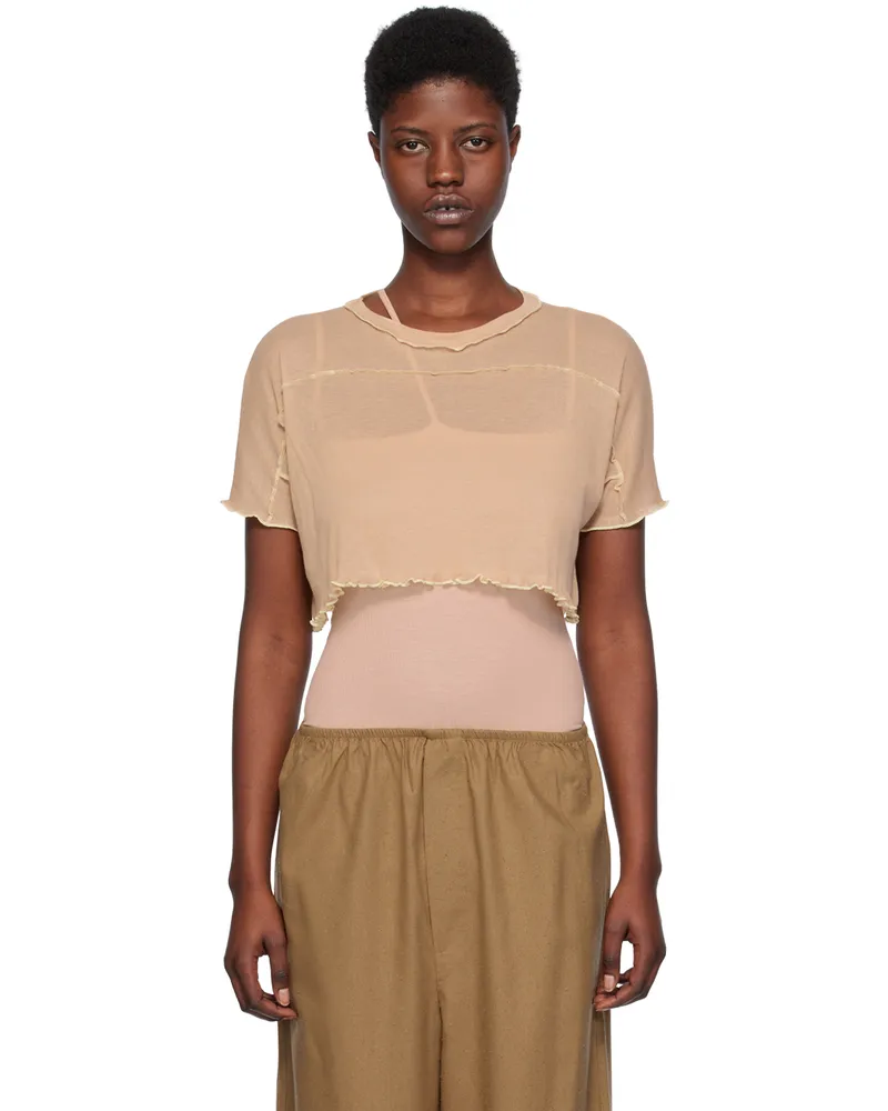 Baserange Beige Sun Crop T-Shirt Rosy