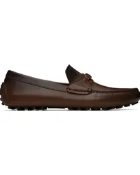 Ferragamo Brown Gancini Ornament Driver Loafers Cocoa