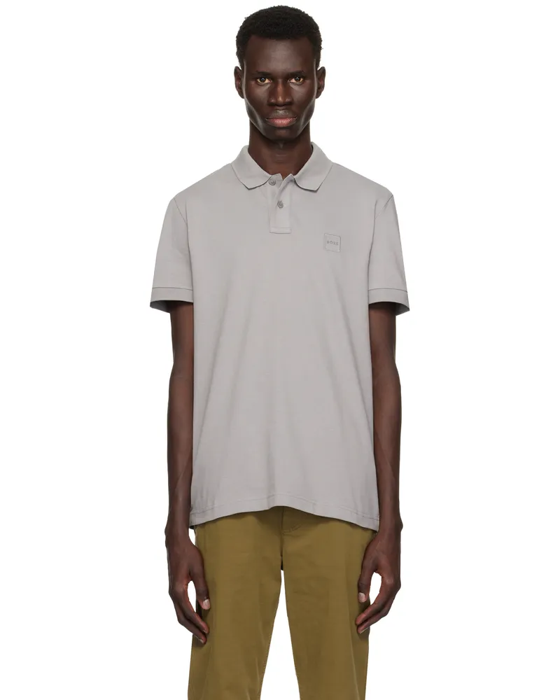 HUGO BOSS Gray Slim-Fit Polo 063-open