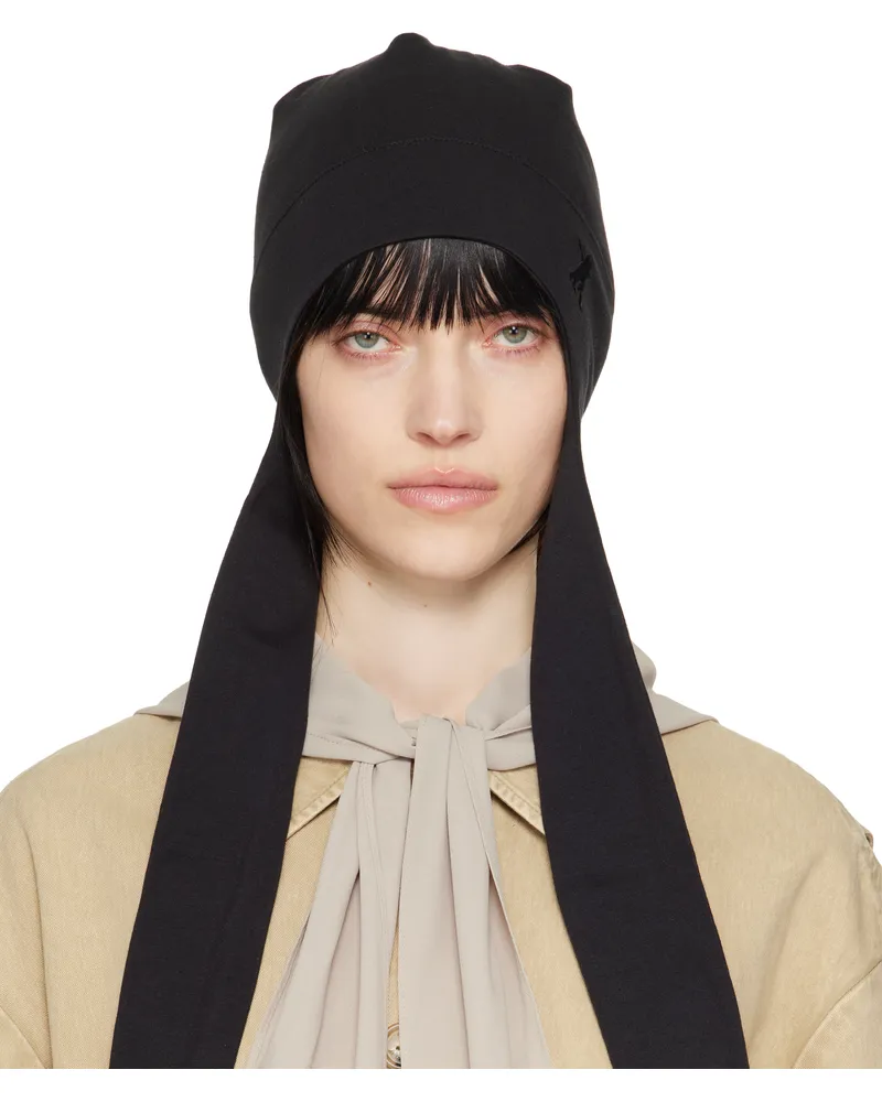 OPEN YY Black Jersey Earflap Beanie Black