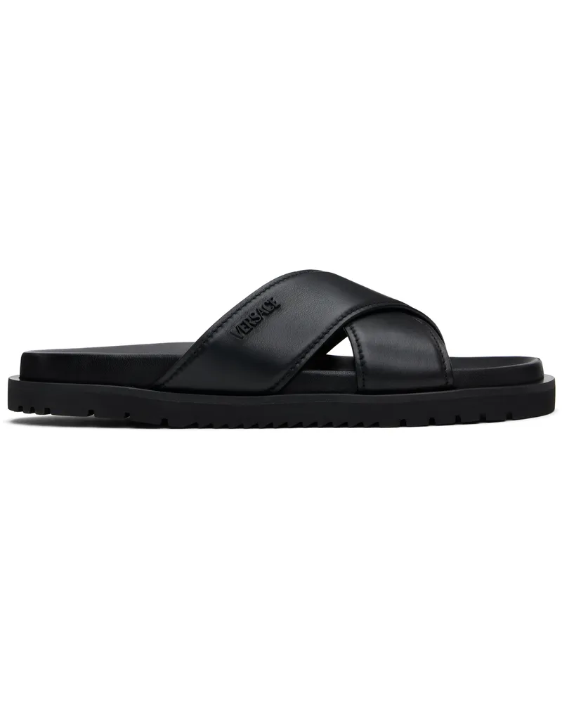 Versace Black Logo Sandals 1b000-black