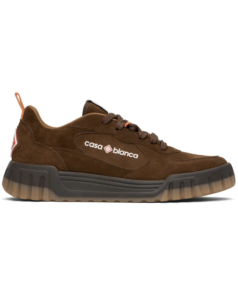 Casablanca Paris Brown Suede Court Sneakers Brown