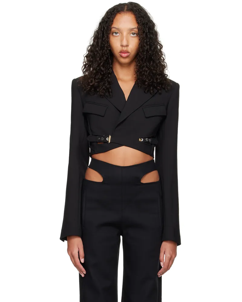 Dion Lee Black Interlock Cropped Blazer Black