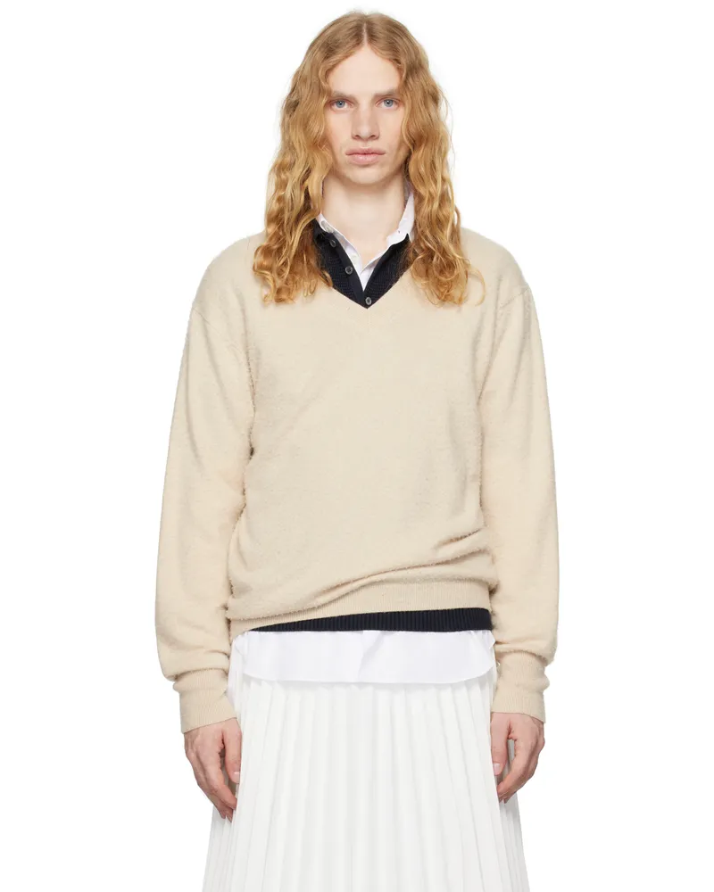 Maison Margiela Beige V-Neck Sweater 106m