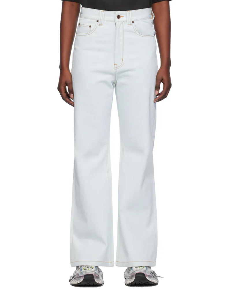 WE 11 DONE Blue Straight Jeans Ice