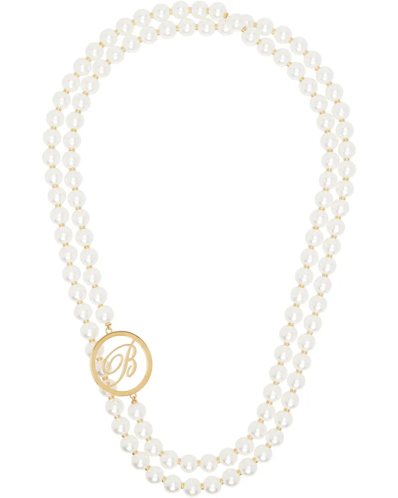 Blumarine White & Gold Faux-Pearl Necklace A1078