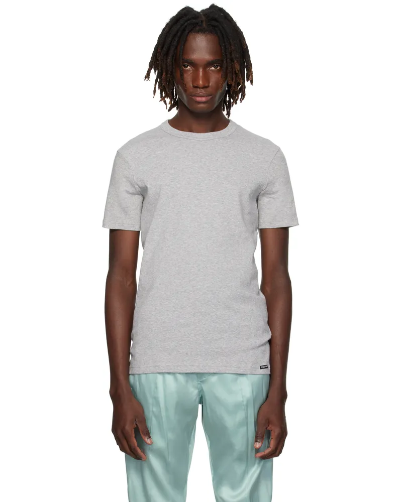 Tom Ford Gray Cotton Crewneck T-shirt 020grey
