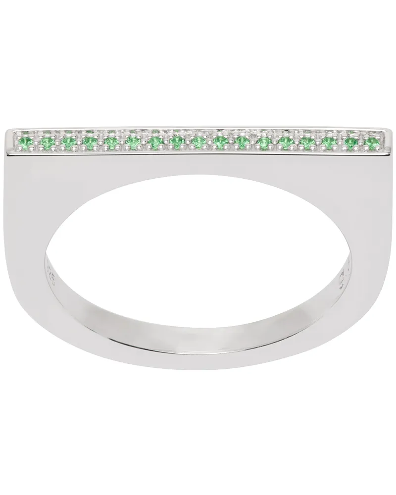 Tom Wood SSENSE Exclusive Silver Sleek Ring Green