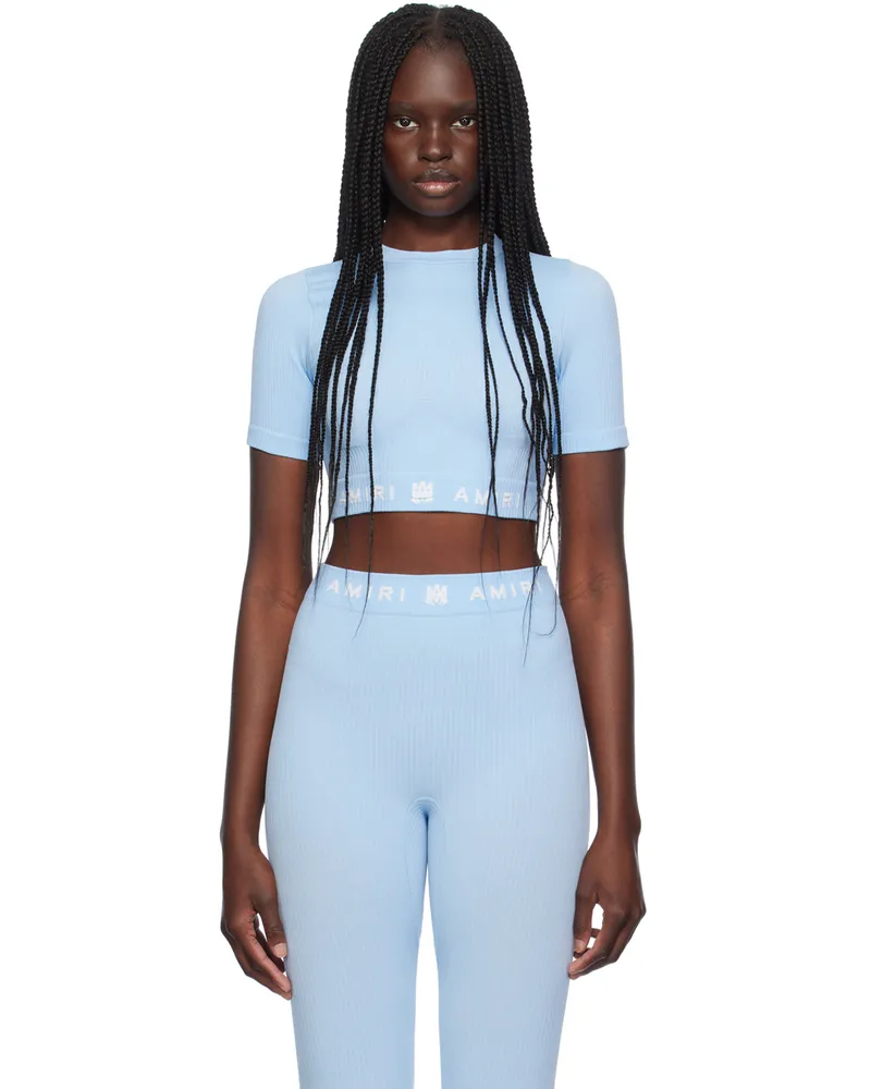 Amiri Blue MA Ribbed Seamless Top Cerulean