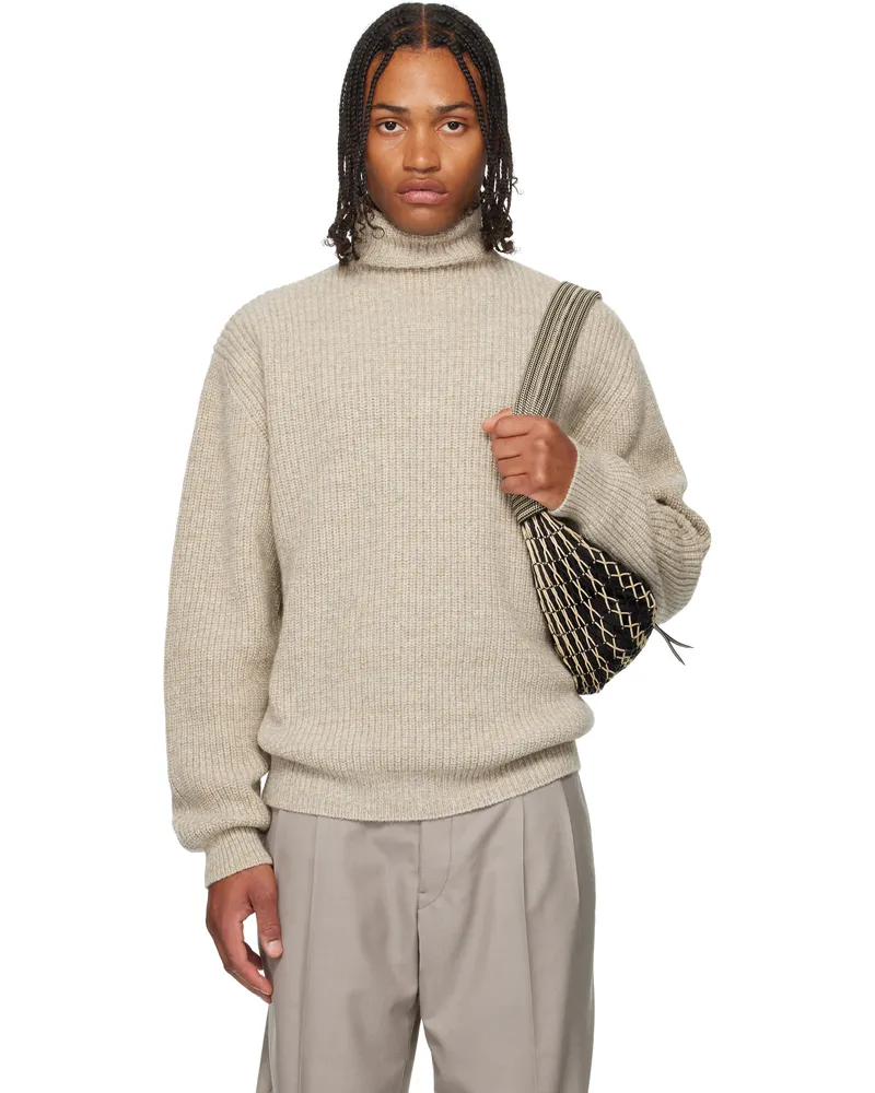 Christophe Lemaire Beige High Neck Sweater Mu212