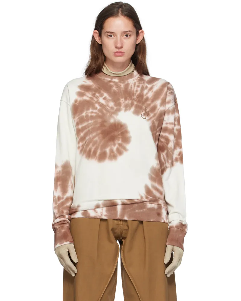 J.W.Anderson White & Brown Tie-Dye Cat Print Sweatshirt 600