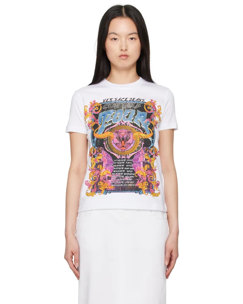 Versace Jeans White Crystal Tour Logo T-shirt E003