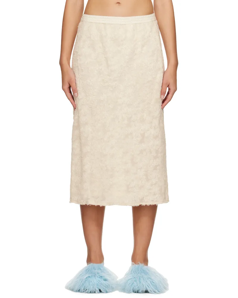 Song For The Mute Off-White Shaggy Midi Skirt White