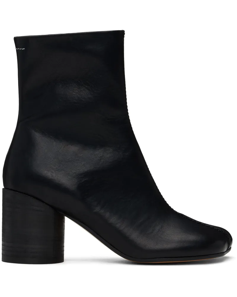 Maison Margiela Black Stitch-Out Leather Ankle Boots T8013